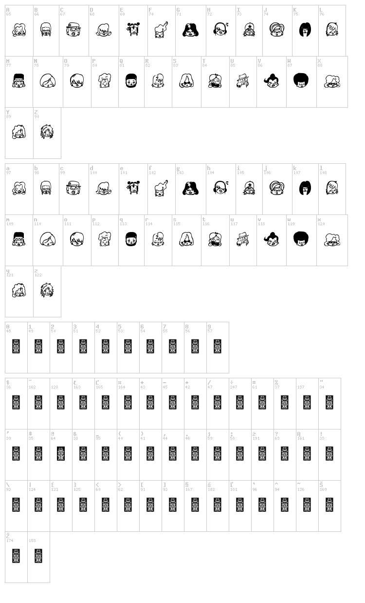 Girl Power font map